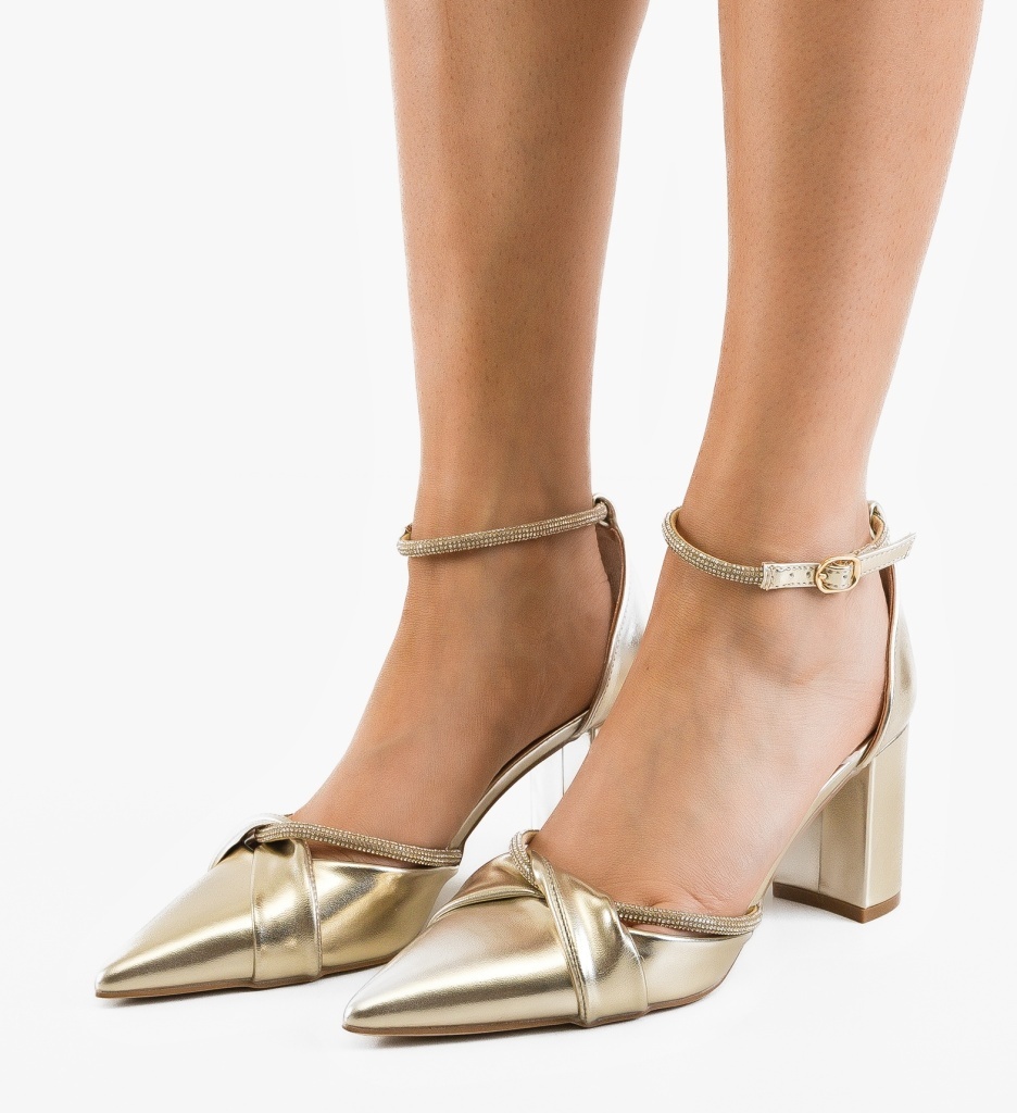 Pantofi Dama Jenyt Aurii Eleganți - imagine 3