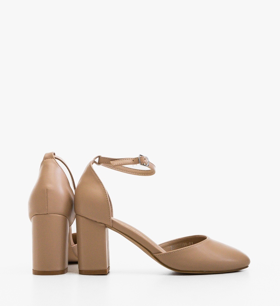 Pantofi Dama Mer Nude Eleganți cu Toc - imagine 2