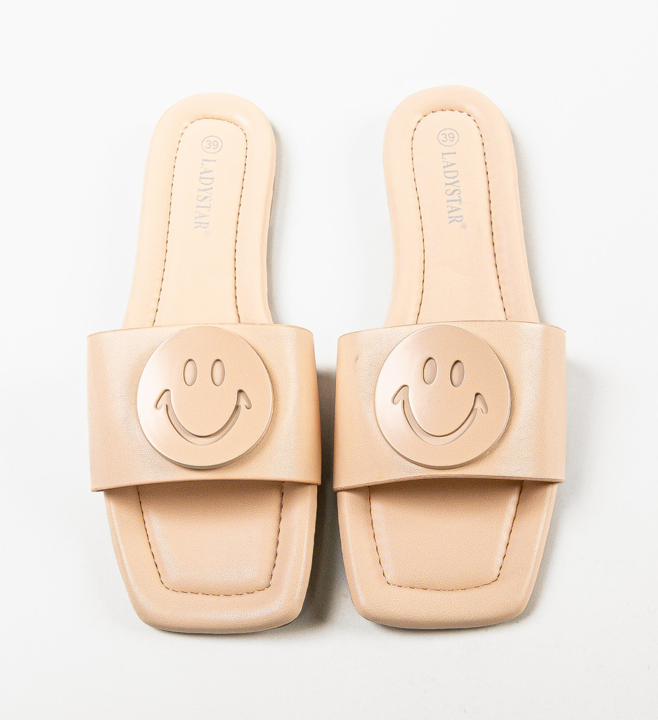 Papuci Dama Bej Confortabili - Sandale Elegante - imagine 7