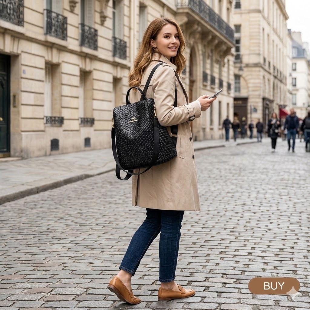 Rucsac de dama Delis Xiomara GT2854 antifurt, Negru - imagine 2
