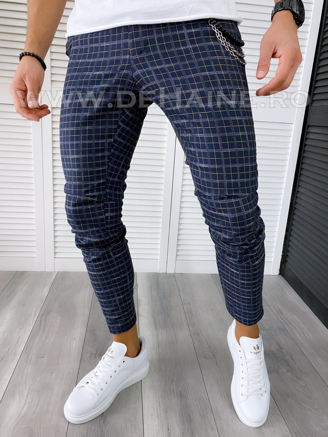 Pantaloni Casual Bărbați Carouri Regular Fit