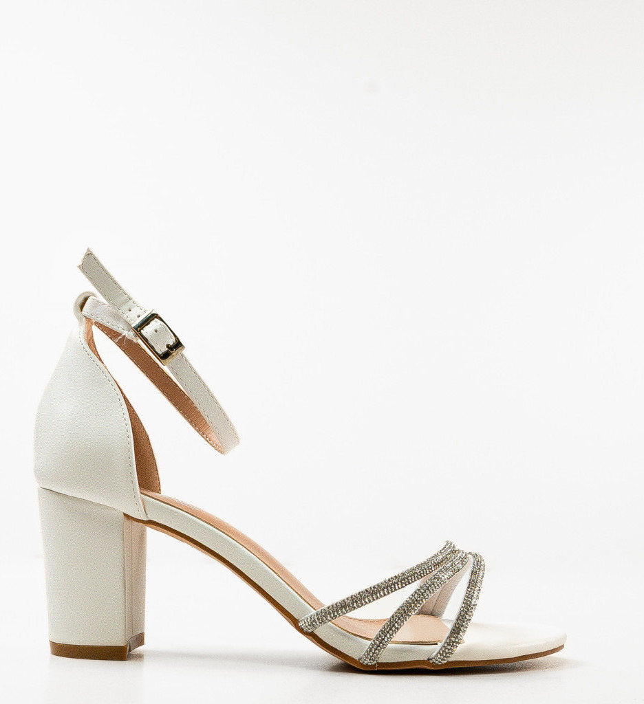 Sandale Dama Cerry Albe cu Toc Elegante - imagine 5