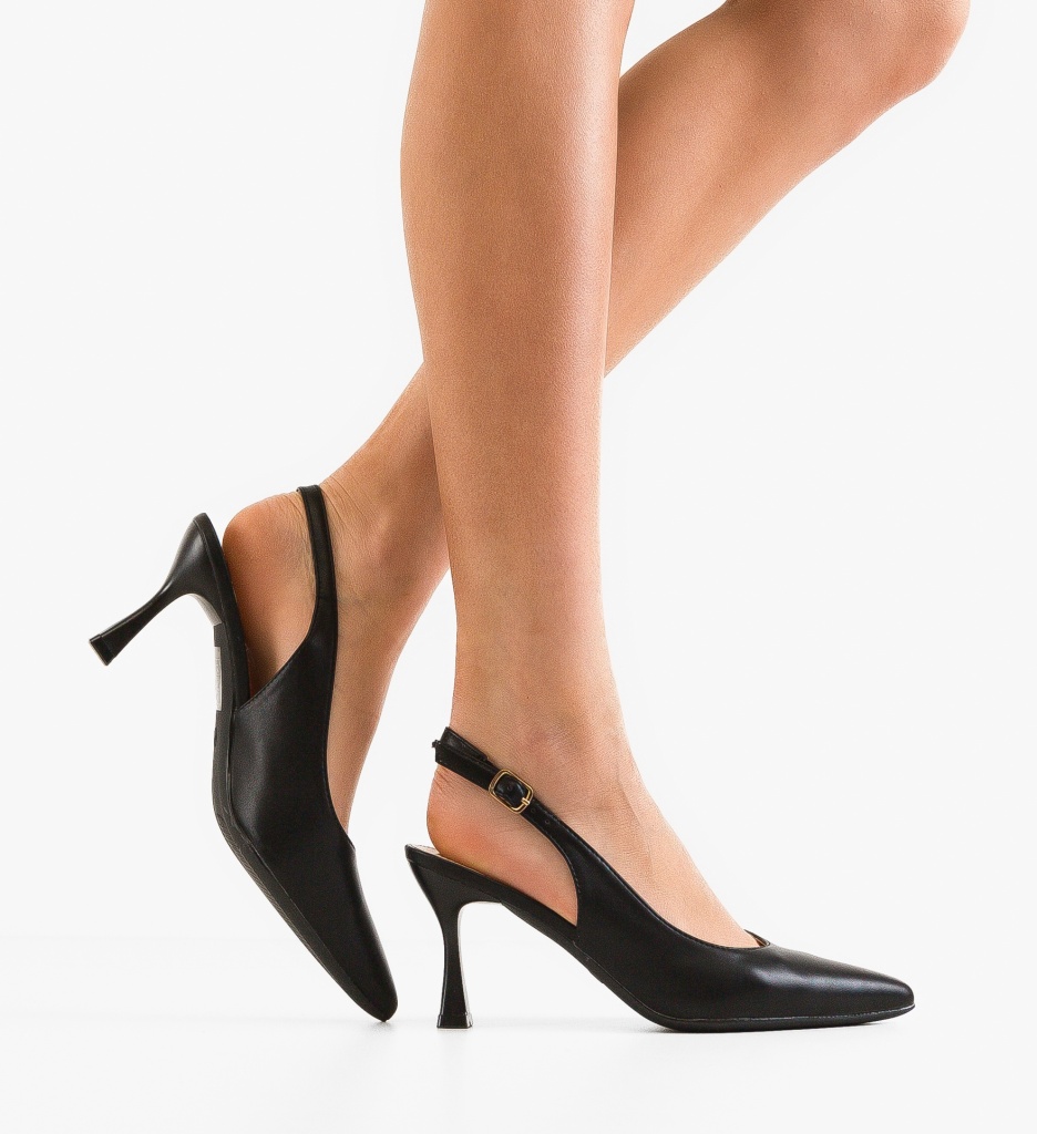 Pantofi Sanders Negri Eleganți cu Toc - imagine 2