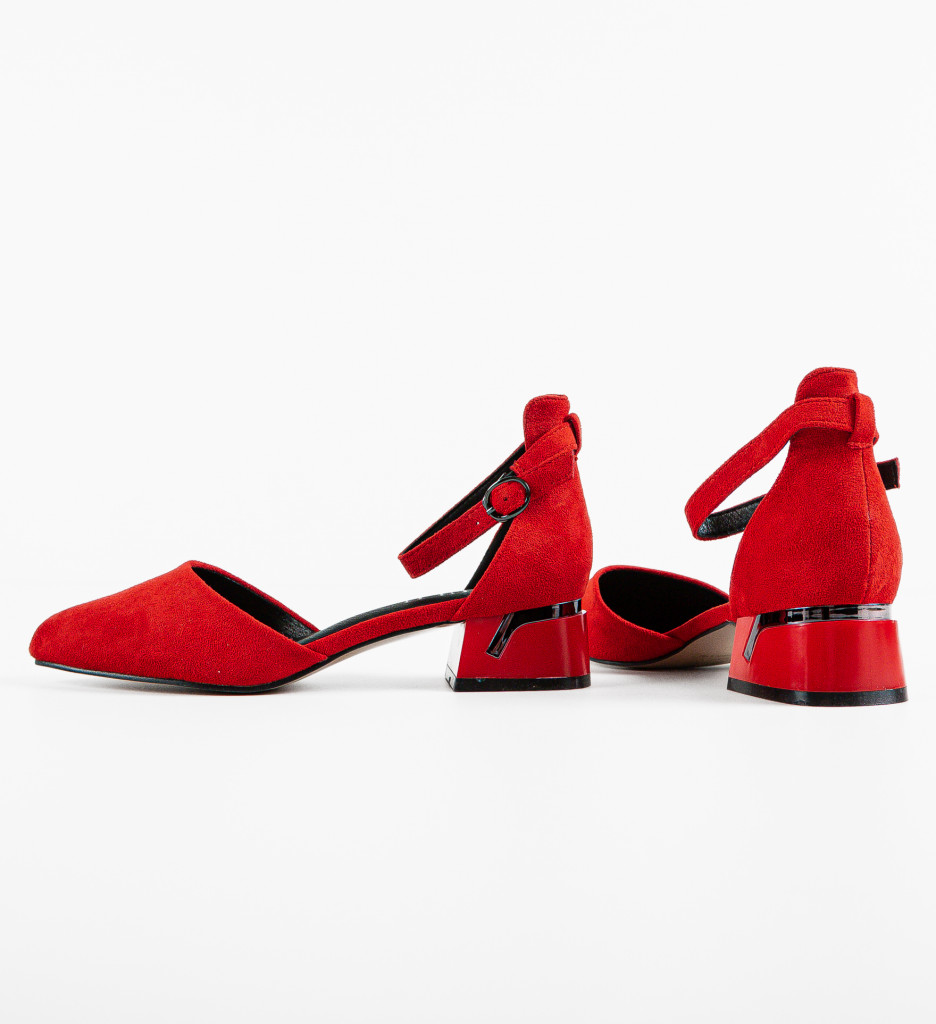 Pantofi dama Zahra rosii cu toc elegant - imagine 7