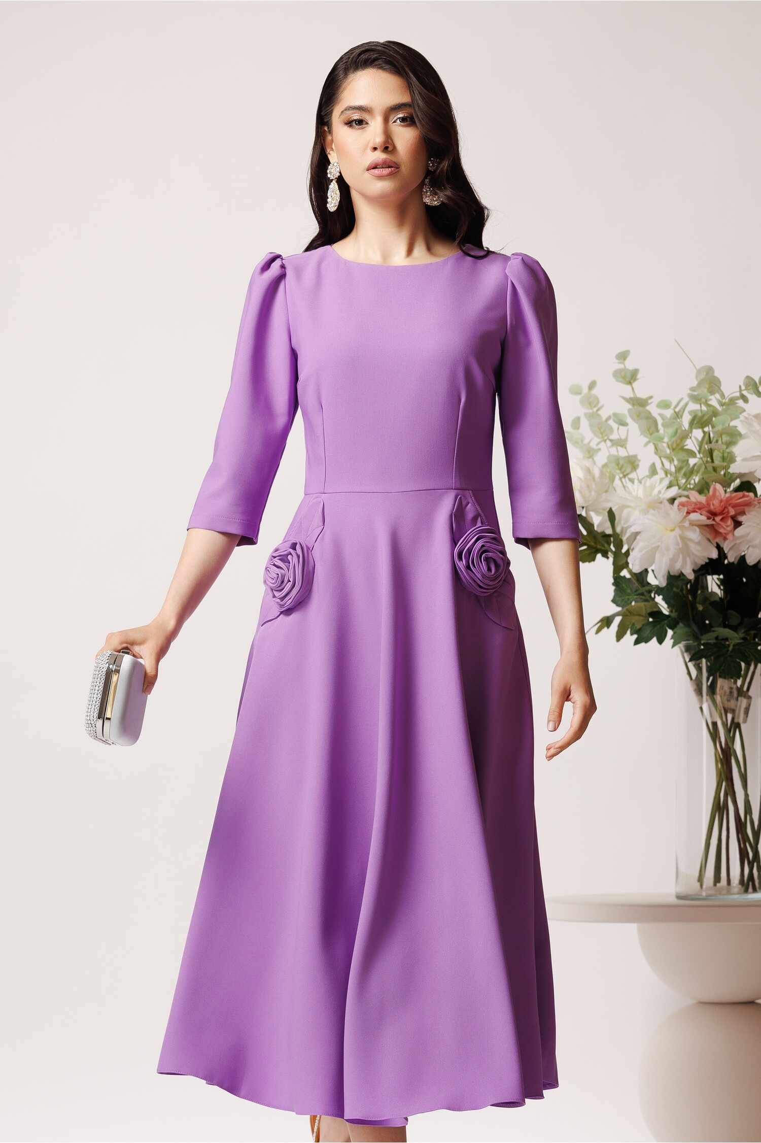 Rochie Midi LaDonna Elegantă cu Buzunare Funcționale