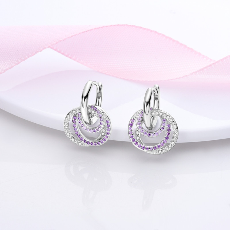 Cercei argint 925 placati cu rodiu Amanda JW592 - imagine 2