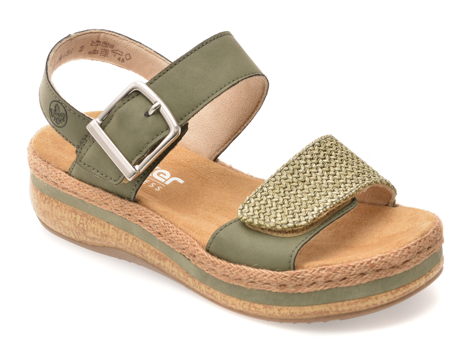 Sandale RIEKER V0951 Verzi Piele Naturală Confortabile
