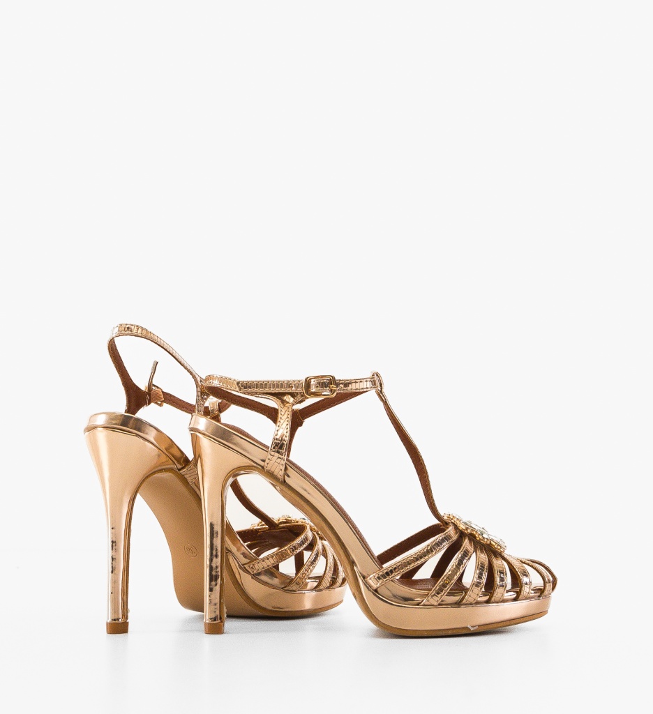 Sandale Ghimli Aurii 2 cu Toc Elegante - imagine 3
