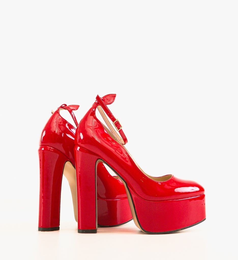 Pantofi Rosii cu Toc Eleganti Azhaah - imagine 3