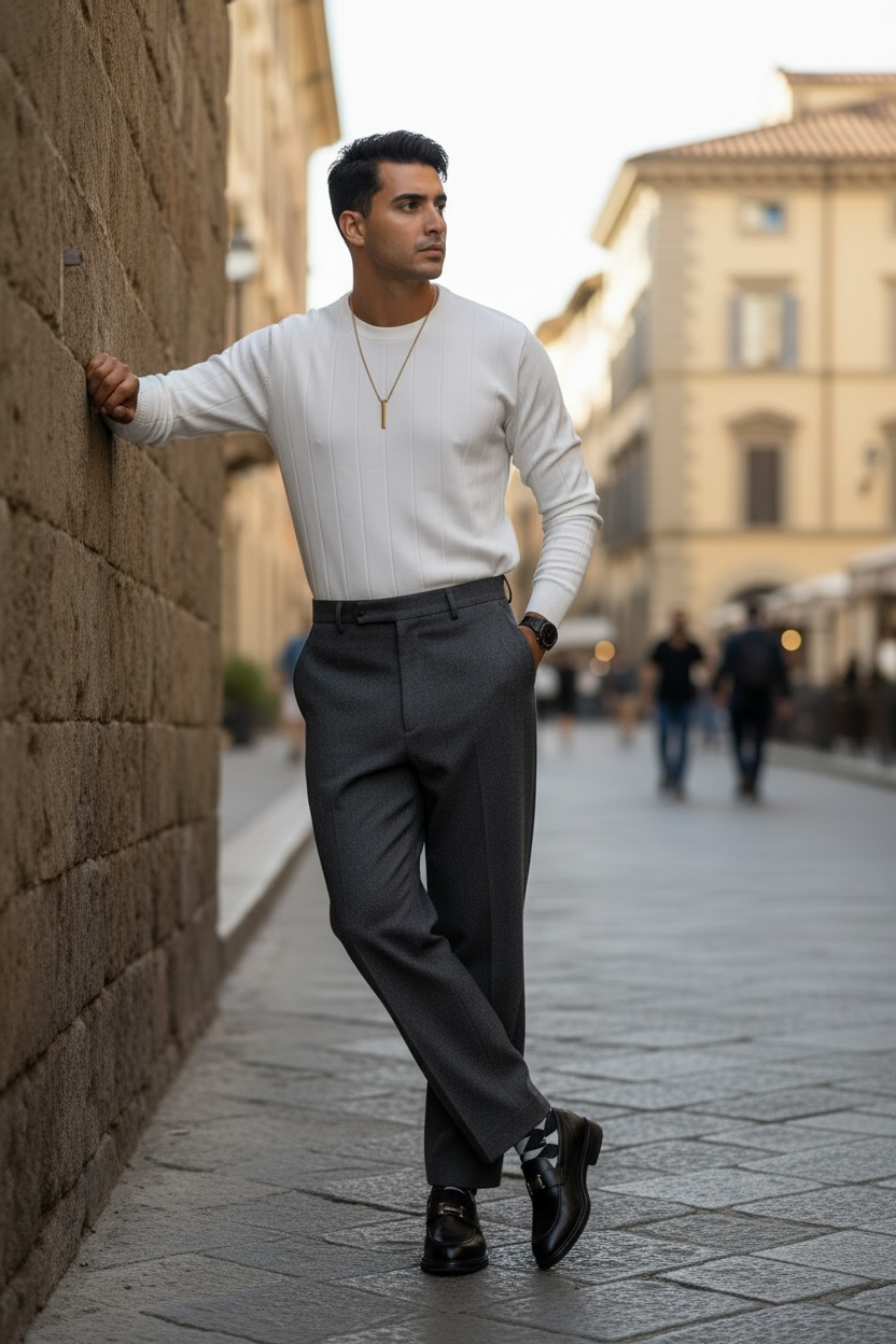 Bluza barbati alba slim fit S125 D3-4.2