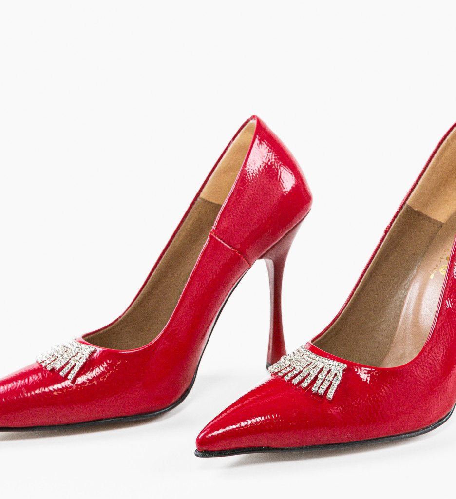 Pantofi dama Perma Rosii cu toc elegant