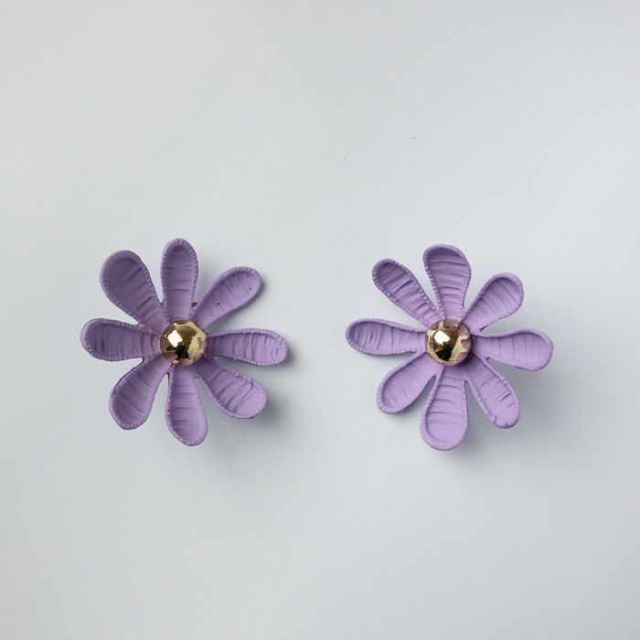 Cercei Floare Lila Mat Stilati | Shopika