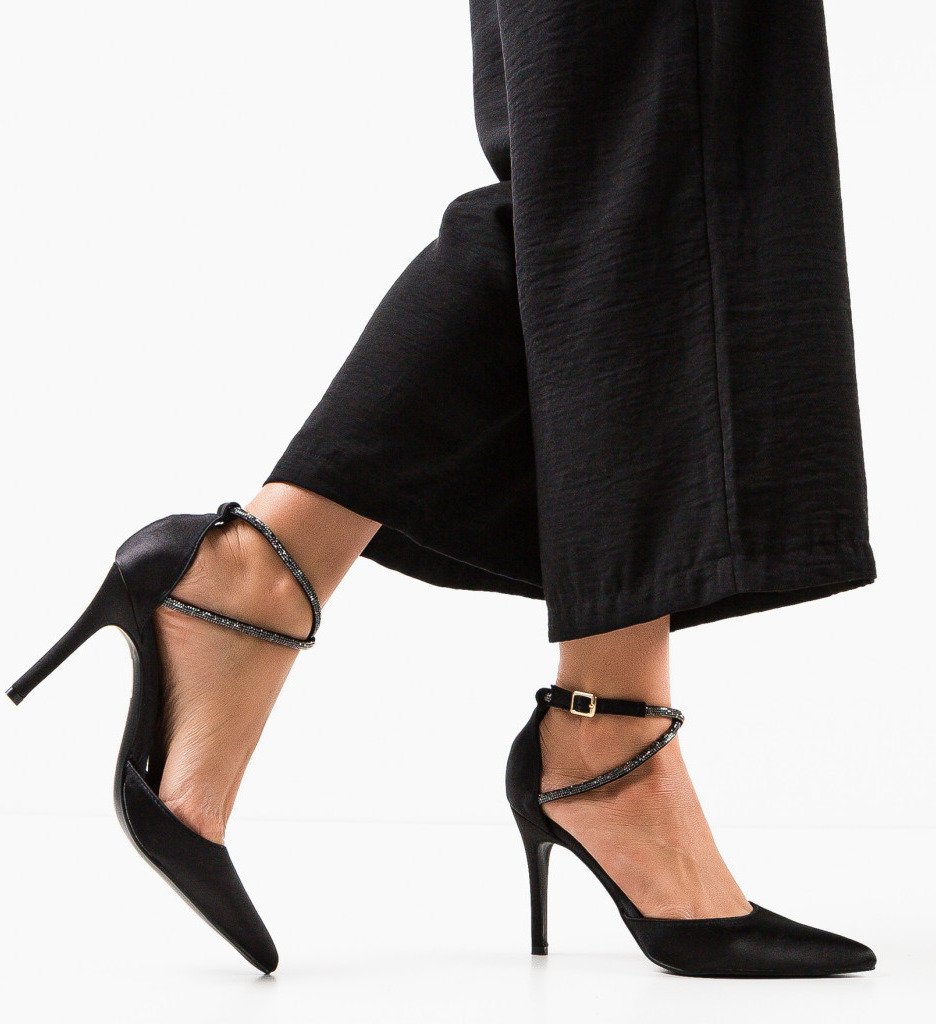 Pantofi cu toc Lakaz negri eleganți - imagine 3