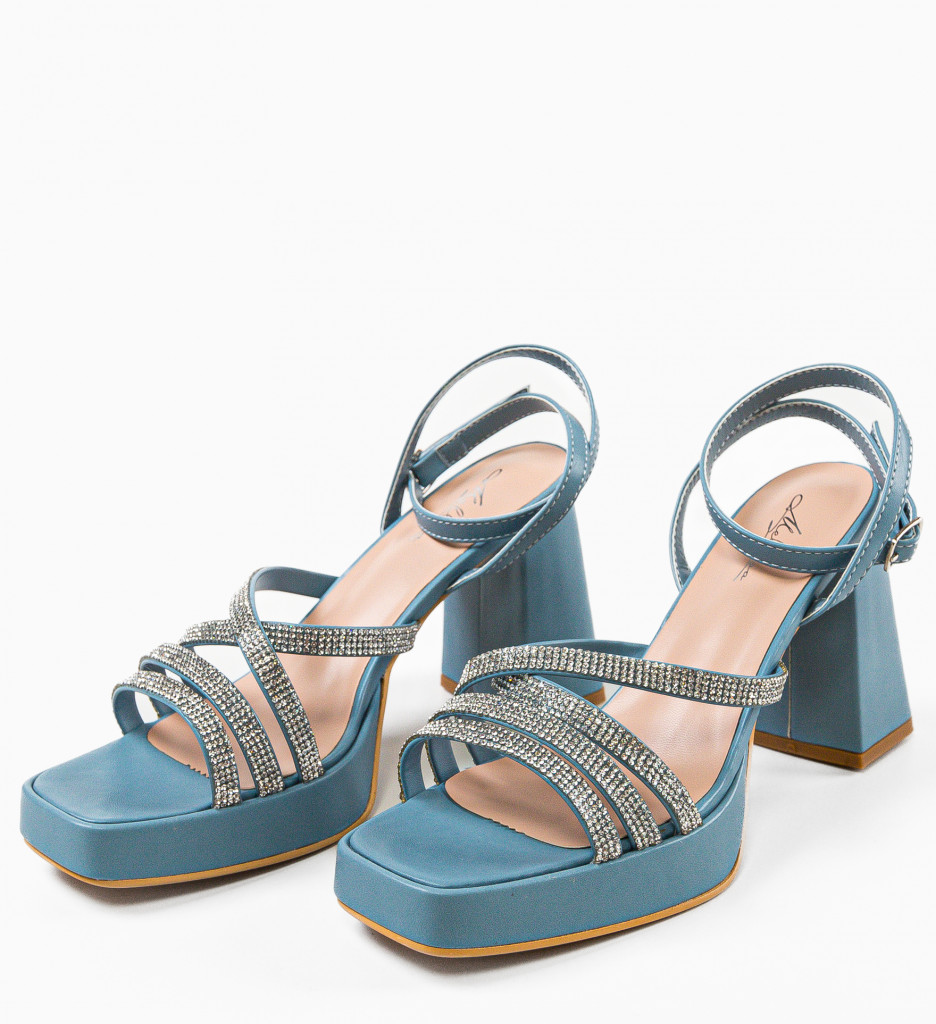 Sandale cu Toc Shohre Albastre Elegante - imagine 4