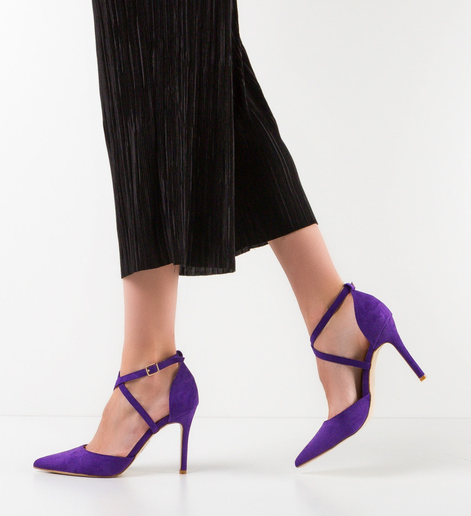 Pantofi dama Spatio Mov eleganti cu toc - imagine 2