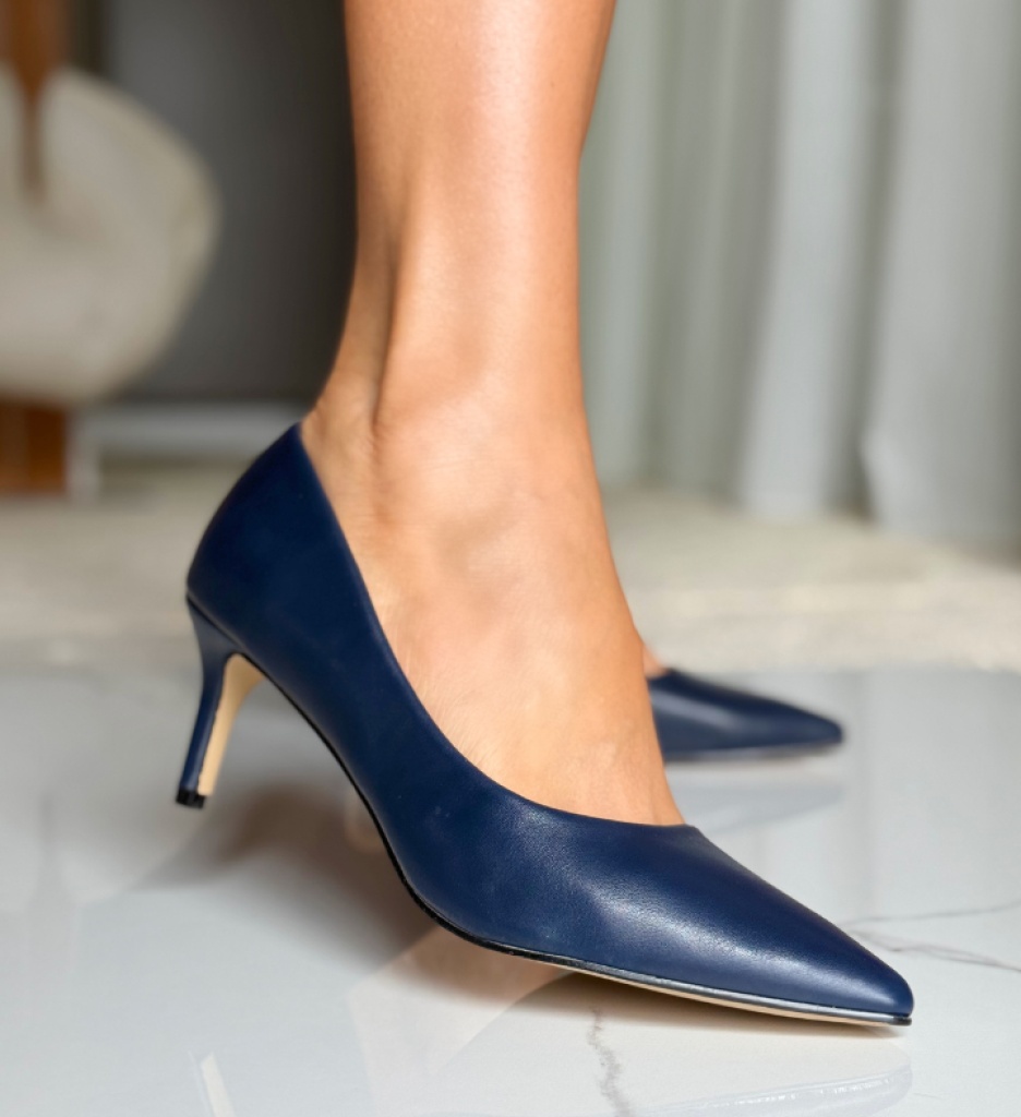 Pantofi Cheloo Bleumarin Eleganți cu Toc - imagine 2
