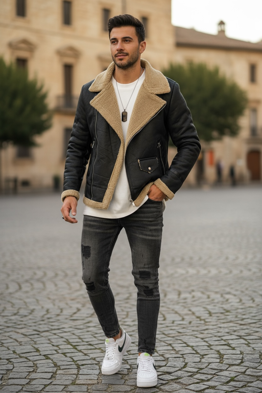 Geacă Barbati Iarnă Neagră Slim Fit