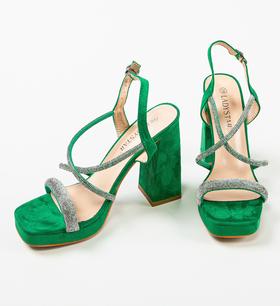 Sandale Boots Verzi cu Toc Elegante - imagine 6