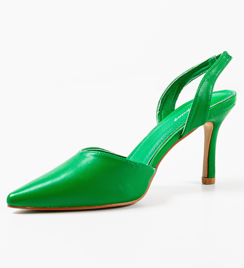 Pantofi Safwan Verzi Eleganți cu Toc - imagine 8