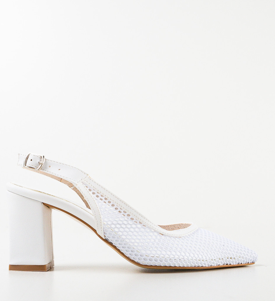 Pantofi Caresy Albi cu Toc - Eleganță și Stil - imagine 5
