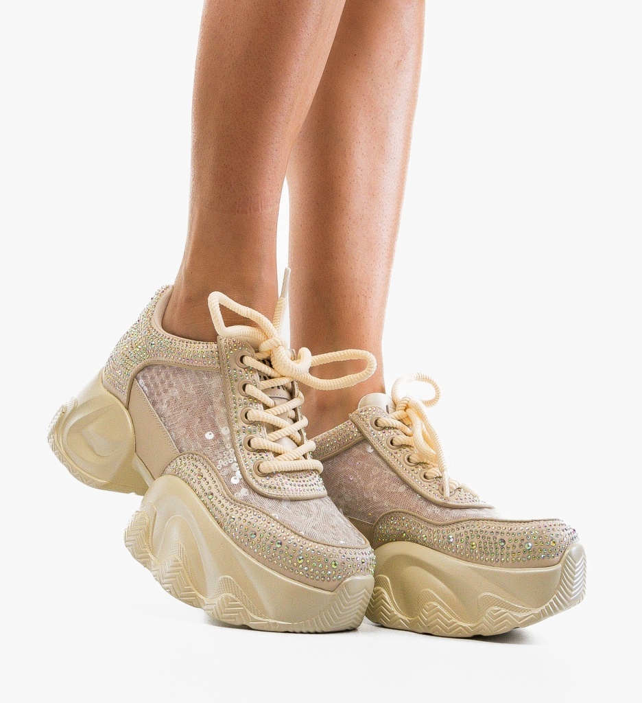 Sneakers Dama Selery Bej | Confort și Stil Sport - imagine 2