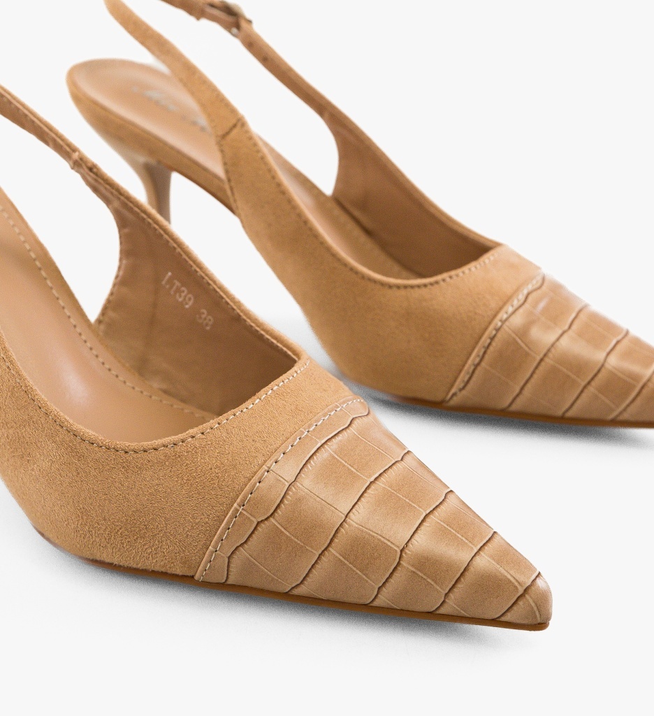 Pantofi dama Hegrid Bej cu toc elegant