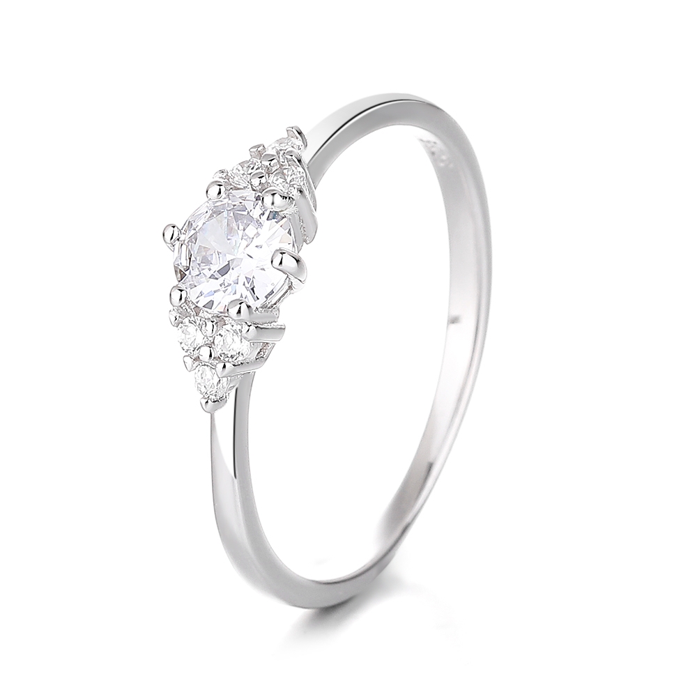 Inel Argint Haifeng cu Zirconiu, Placat Rhodium