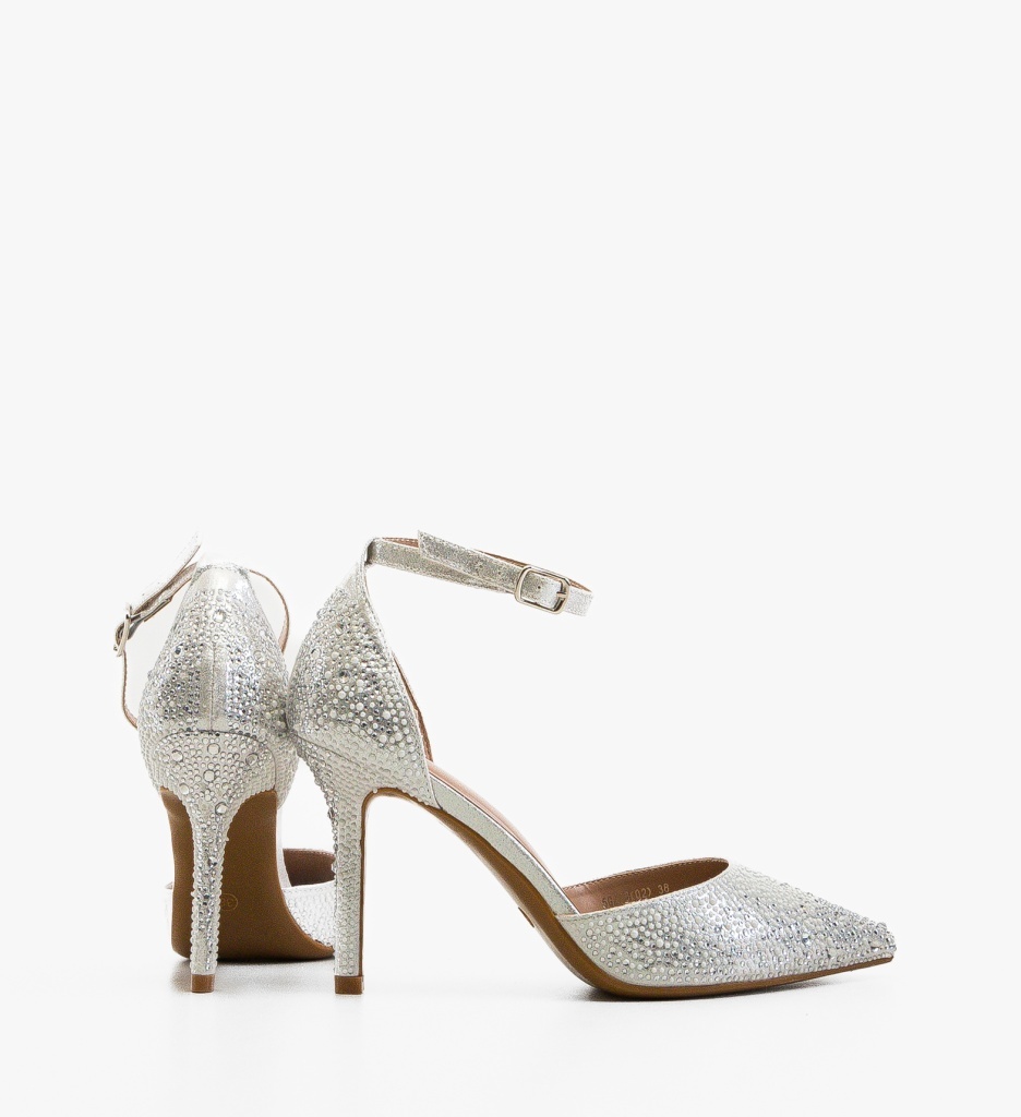 Pantofi dama Pillpe Argintii eleganți cu toc - imagine 6