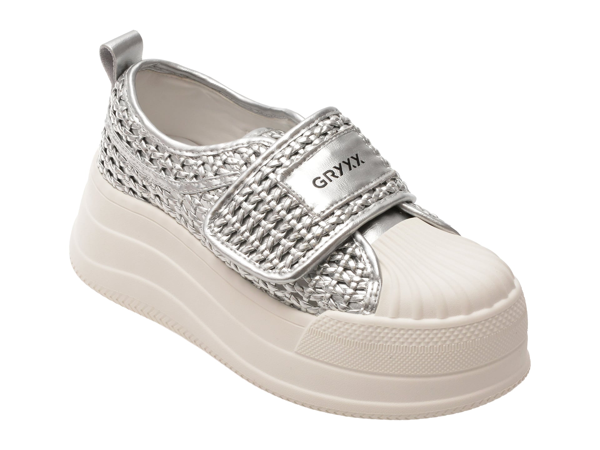 Pantofi Sport Dama GRYXX Argintii cu Sistem Velcro