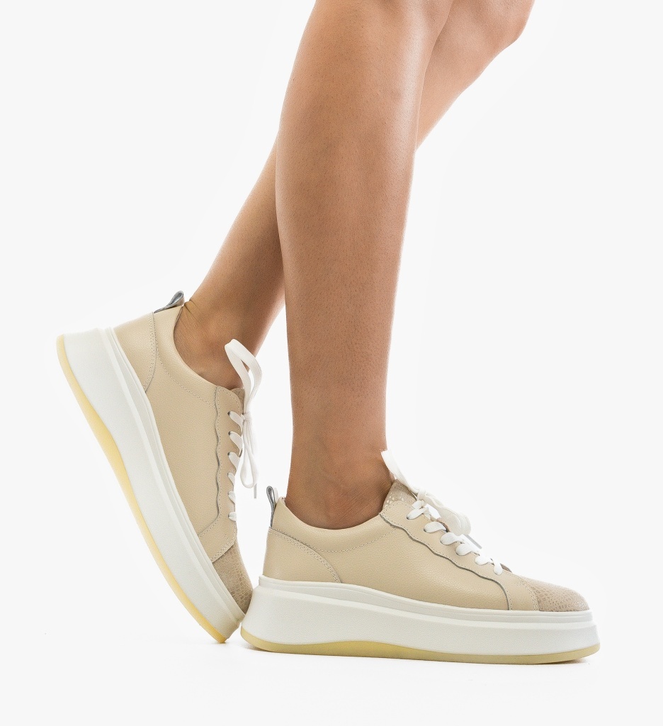 Pantofi Casual Priki Bej Eleganți