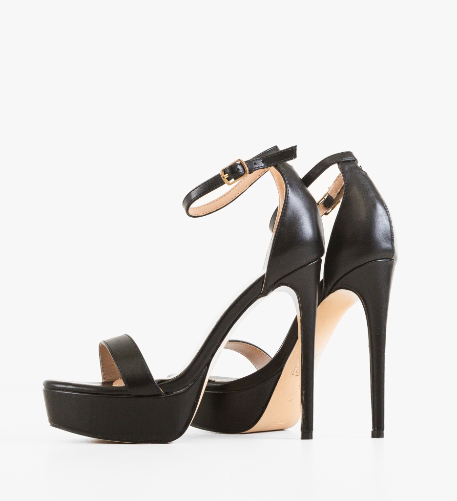 Sandale Alaram Negre cu Toc Elegant - imagine 7