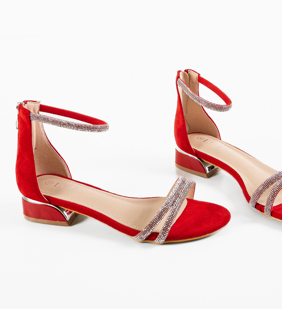 Sandale Dama Rosii cu Toc Elegante Gamma - imagine 5