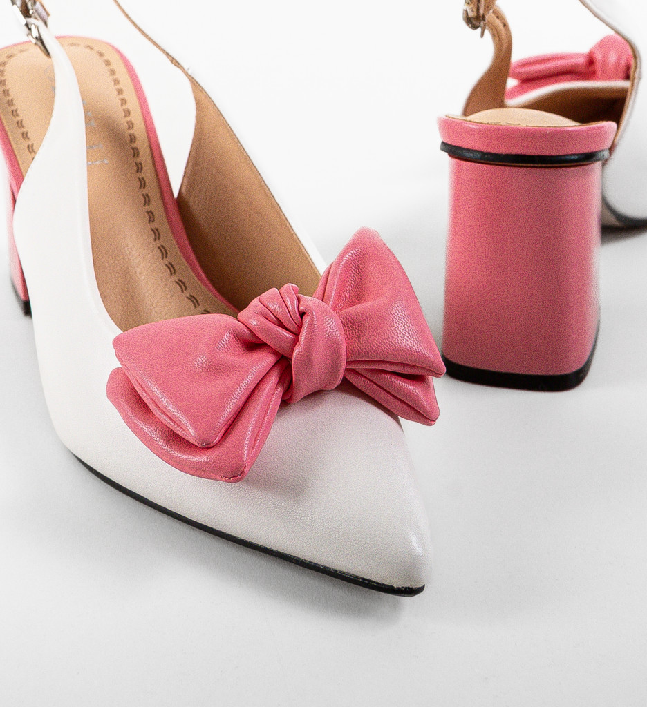 Pantofi cu Toc Depurtat Long Albi | Stil Eleganț - imagine 7