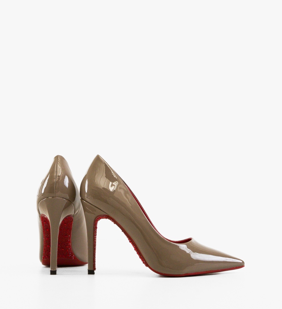 Pantofi dama Honny Khaki cu toc elegant - imagine 6