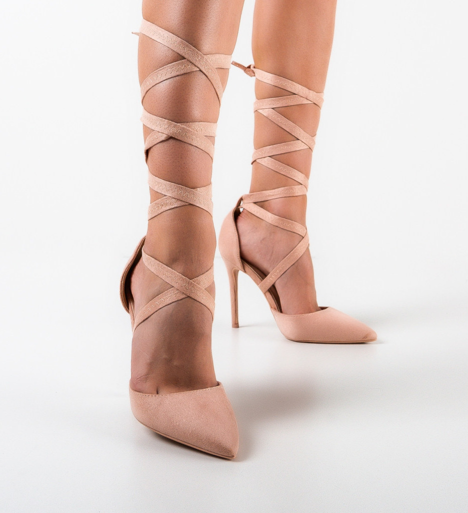 Pantofi Dama Jez Roz Eleganți cu Toc - imagine 3