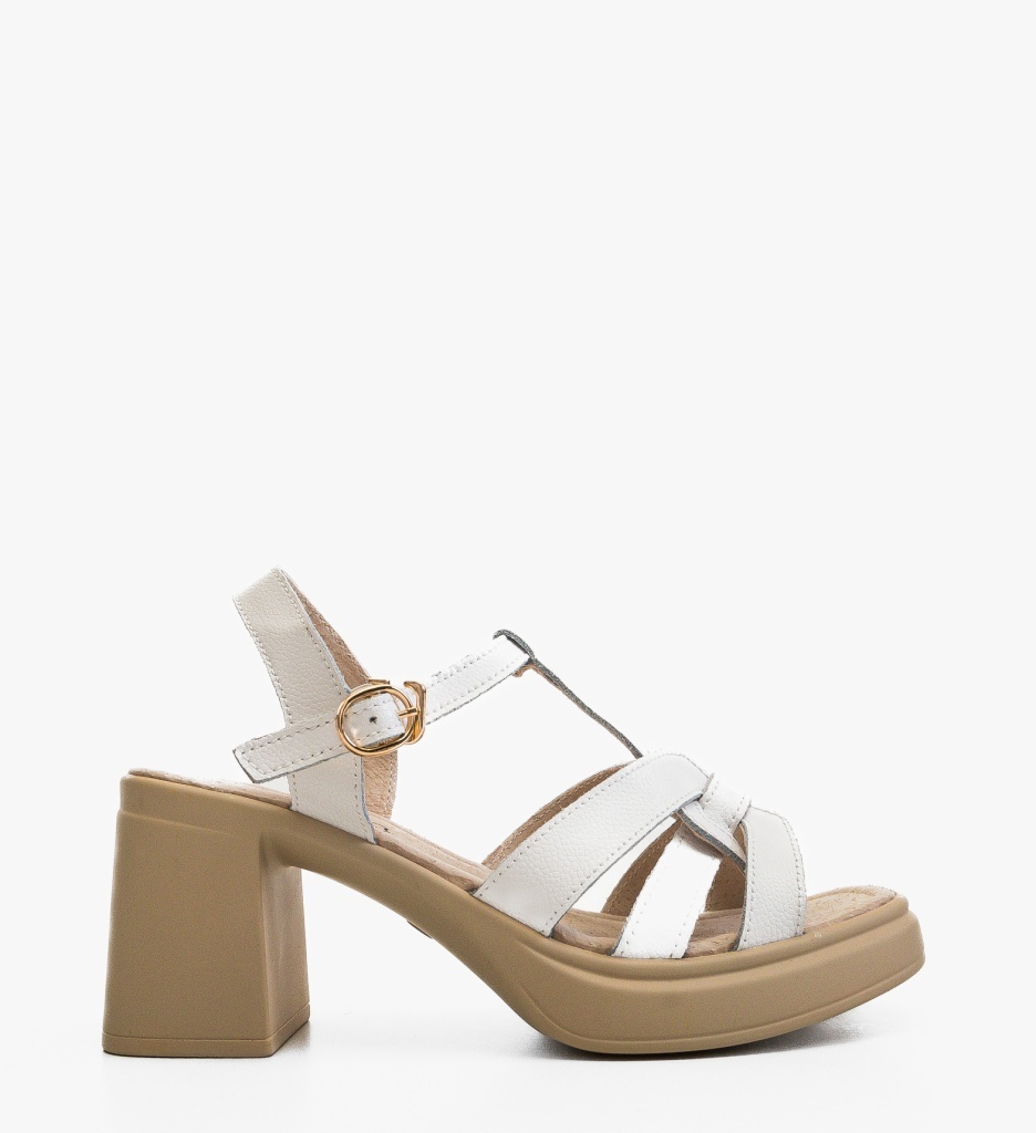Sandale cu toc Yarty Albe Elegante - imagine 6