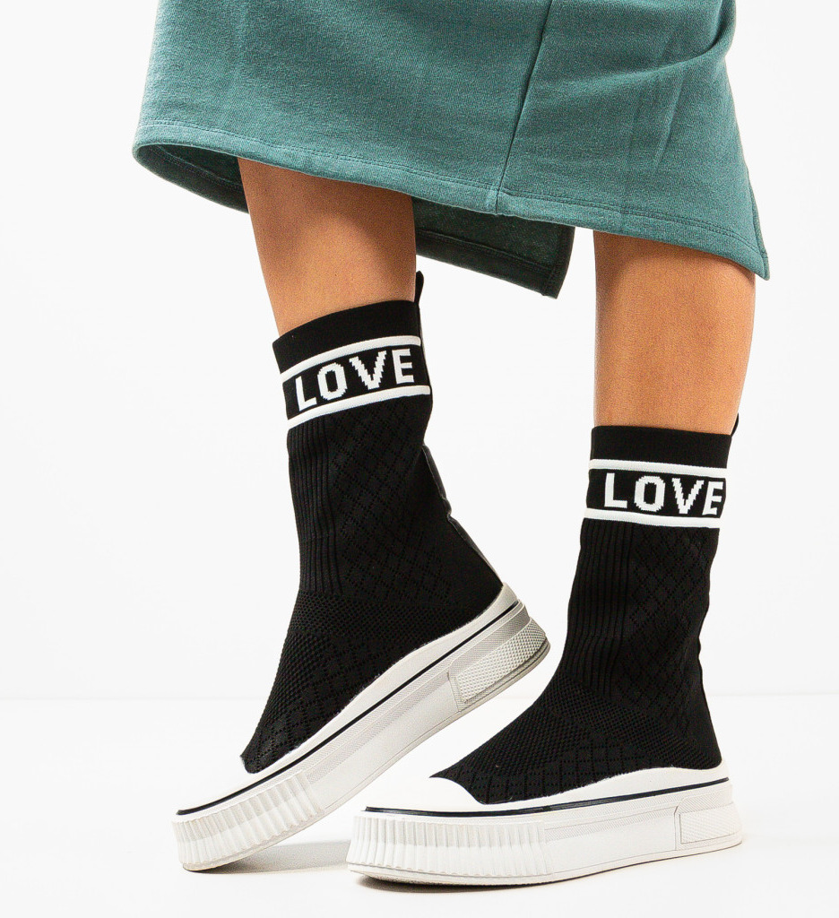 Sneakers Lovee Negri | Stil Urban Confortabil - imagine 2