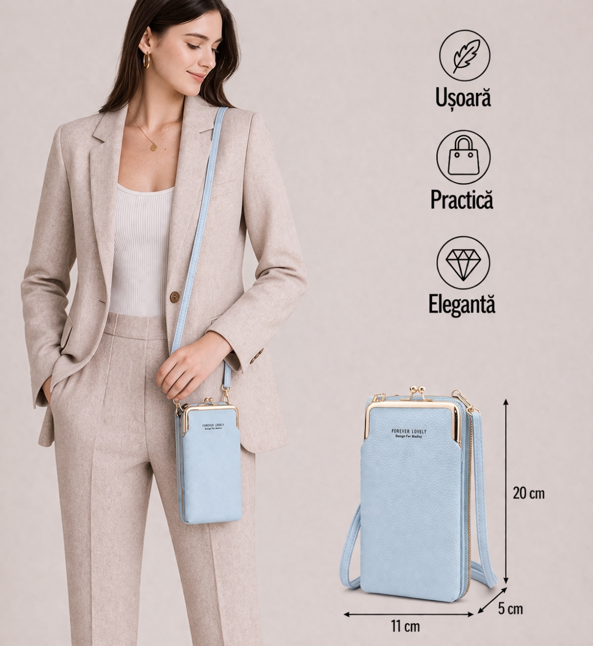 Portofel Geanta Pfy Angela PT825 Albastru - imagine 5
