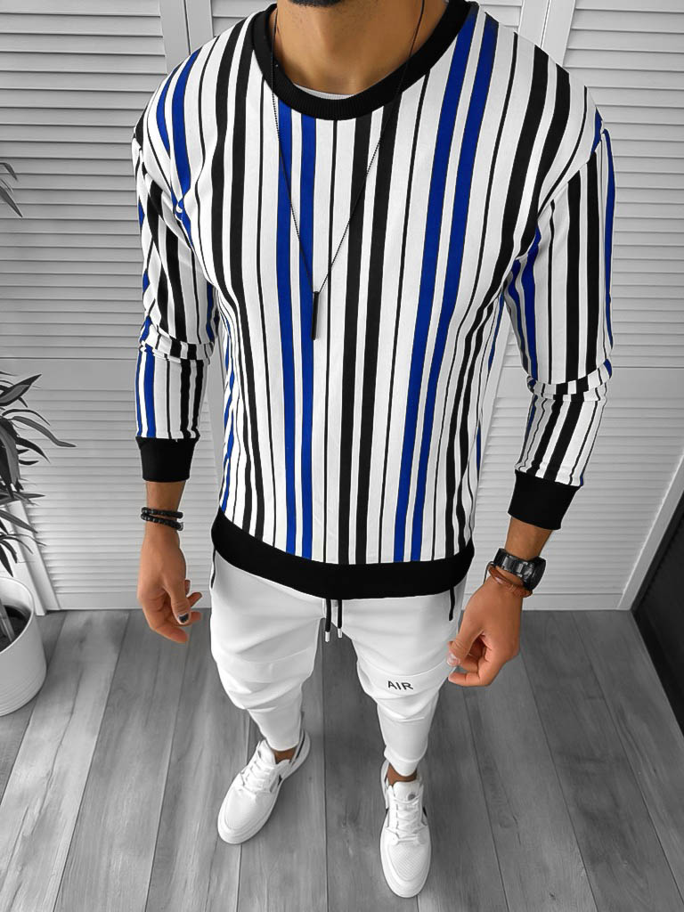 Bluză Bărbați Slim Fit Albastră din Bumbac