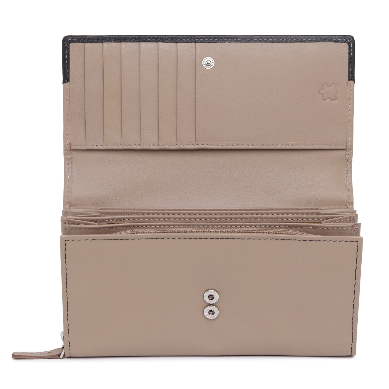 Portofel Dama Marquise Piele Naturala Crem/Negru - imagine 5