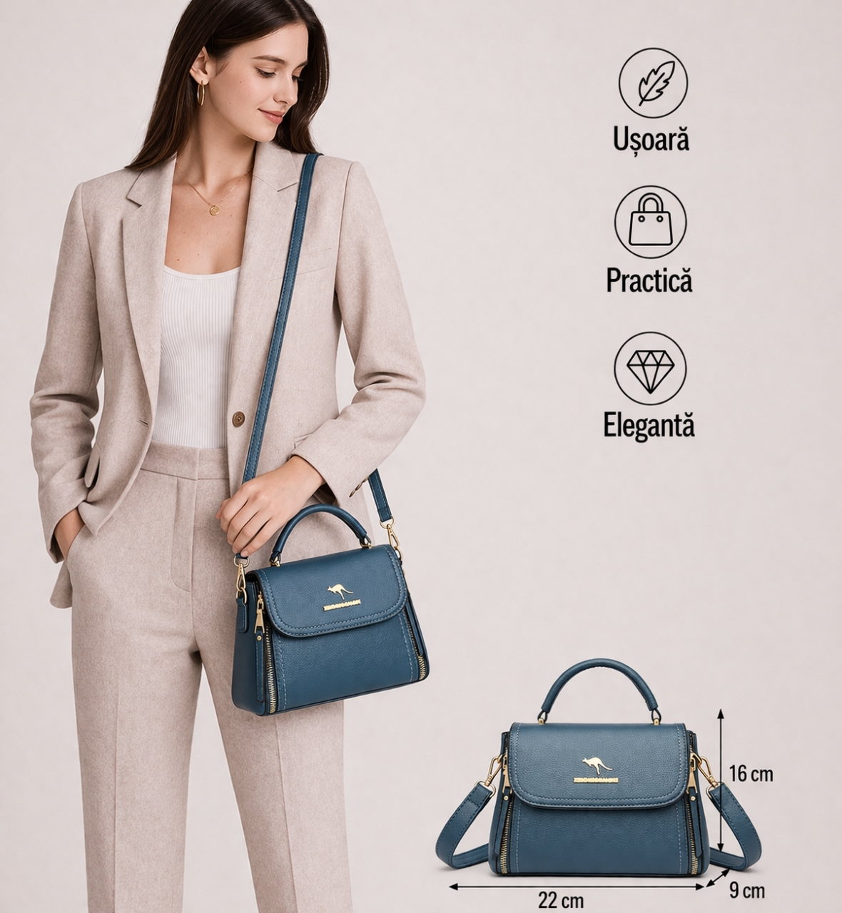 Geantă Dama Albastră Pfy Alegria GT1874, Compactă - imagine 2