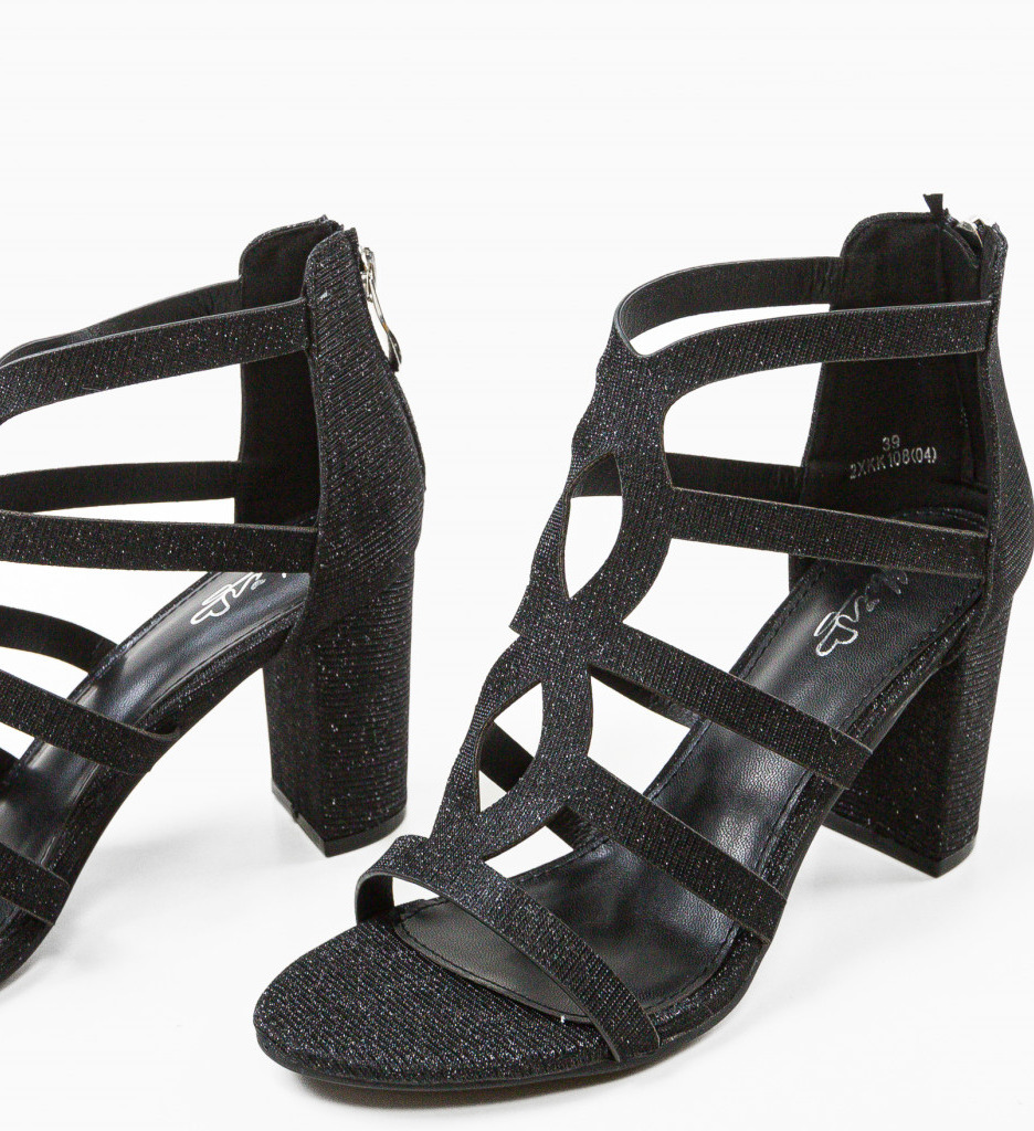 Sandale Hoshino Negre cu Toc Elegant - imagine 6