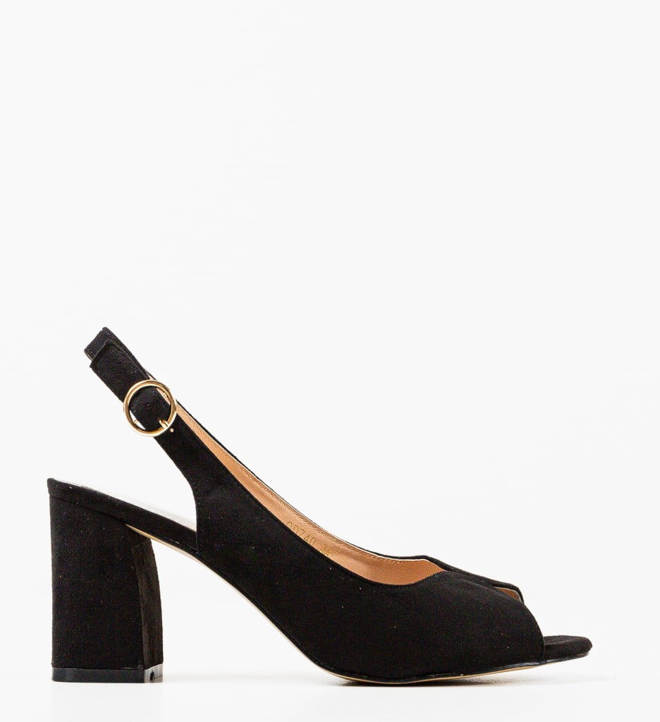 Sandale Elegante cu Toc Francesca Negre - imagine 4