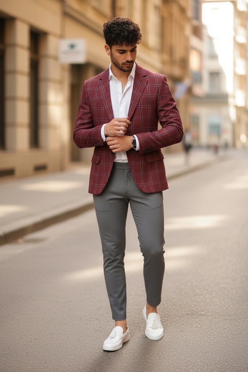 Sacou Grena Slim Fit | Stil Office & Casual - imagine 2