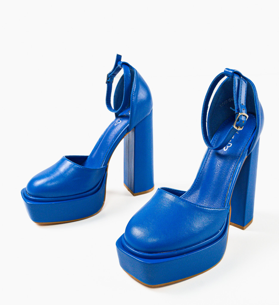 Pantofi dama Hanke Albastri cu Toc Eleganți - imagine 8