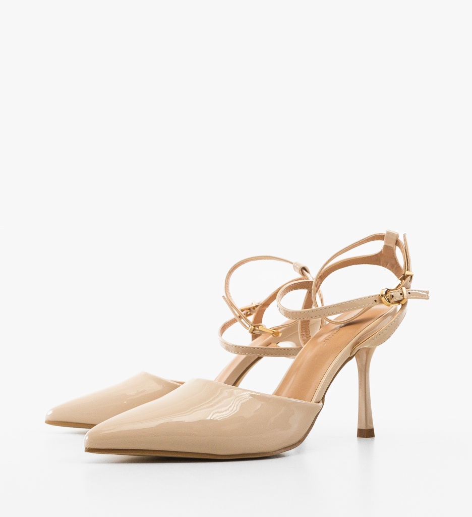 Pantofi Sureha Bej cu Toc Eleganți - imagine 4