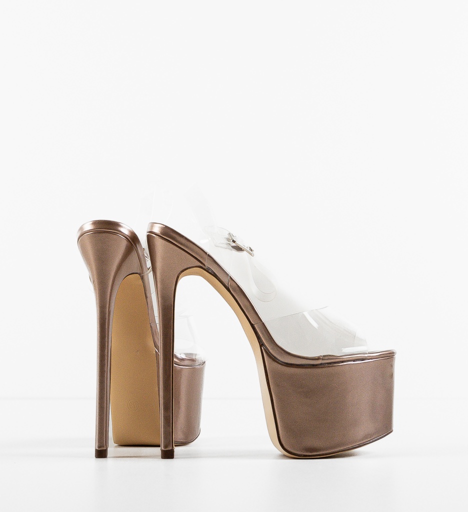 Sandale Kimiko Bronz cu Toc Elegante - imagine 5