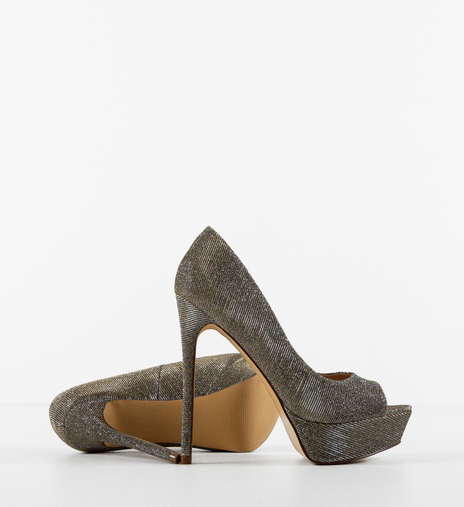 Pantofi dama Ferguson Gri cu Toc Elegant - imagine 6