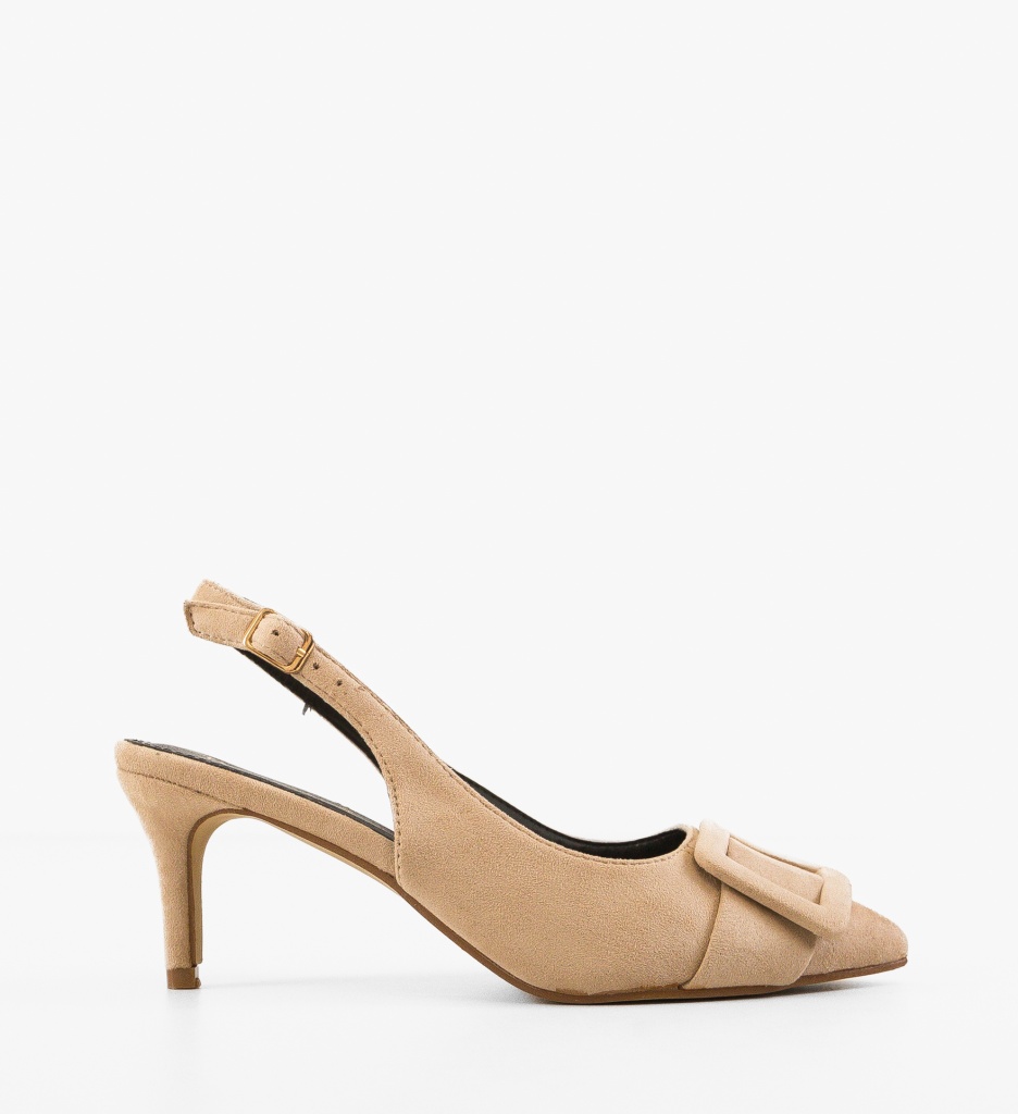 Pantofi Dama Luleo Bej cu Toc Eleganți - imagine 5