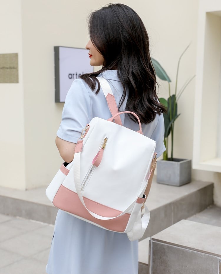 Rucsac Delis Carla GT2173 Antifurt Alb/Roz - imagine 2